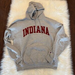Champion Vintage Indiana University Heather Gray Hoodie Pullover Sweatshirt L